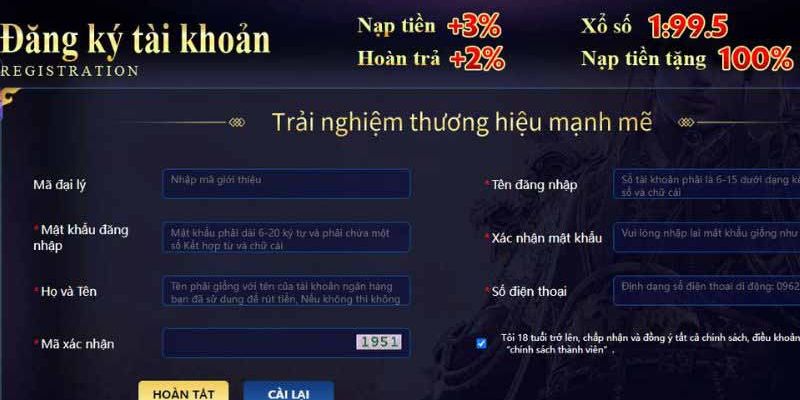 Đăng ký tài khoản và cá cược dễ dàng